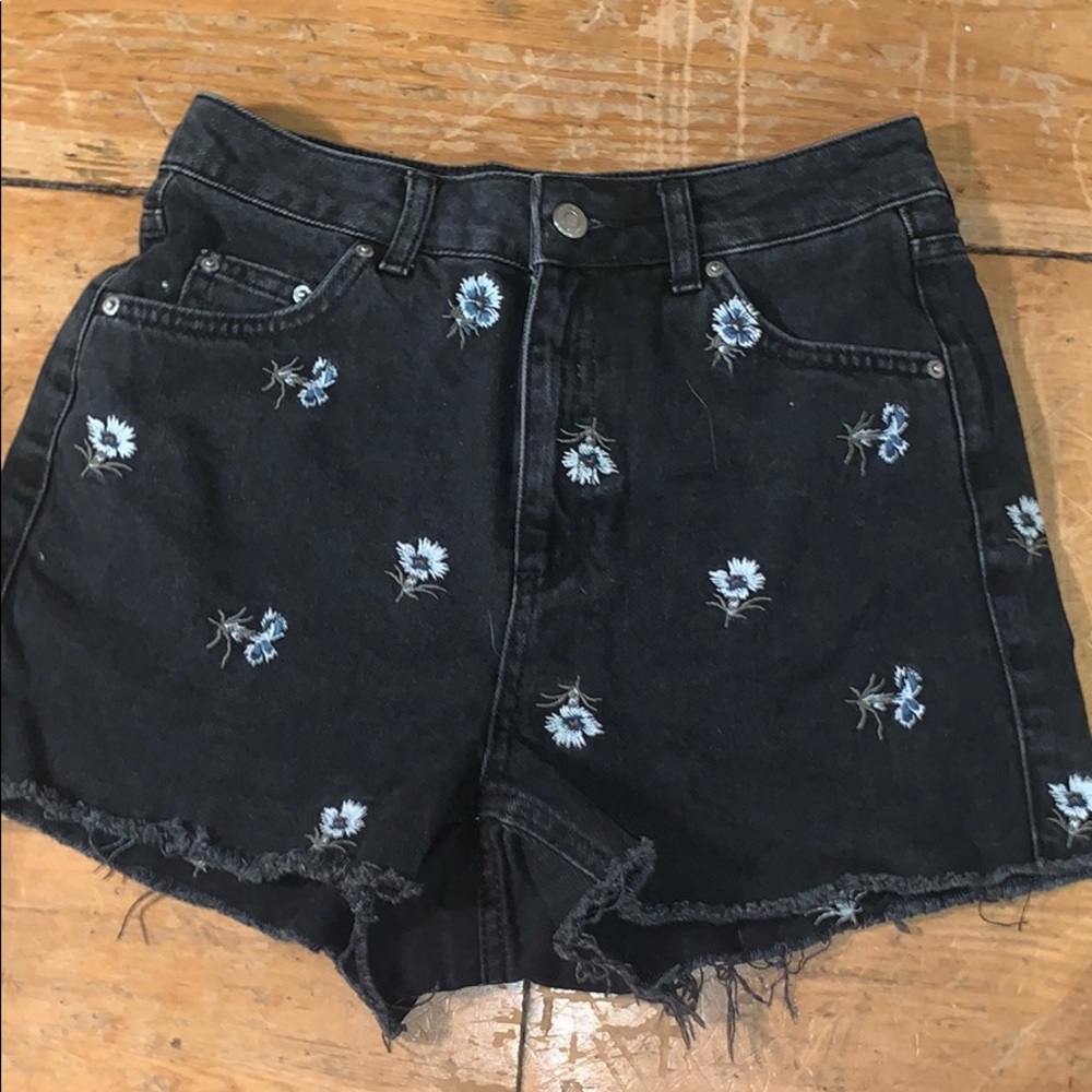 TopShop black denim shorts